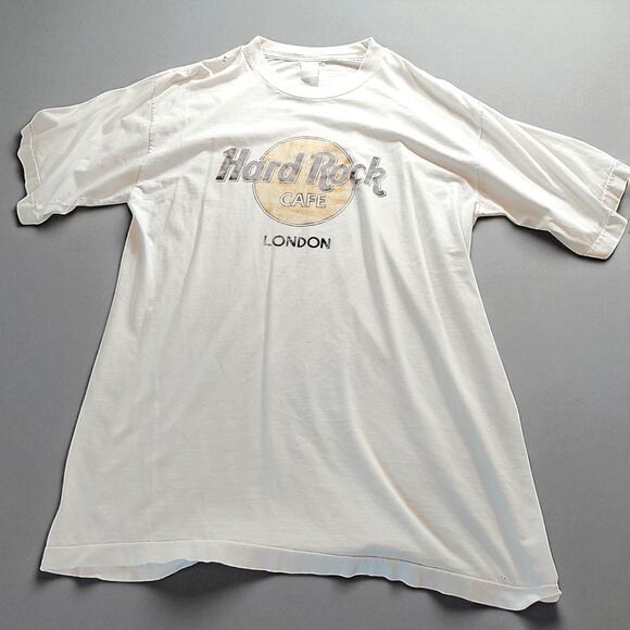VTG Hard Rock Cafe London T-Shirt 90s Destroyed Deconstructed Thrash Tee White L - Picture 1 of 8